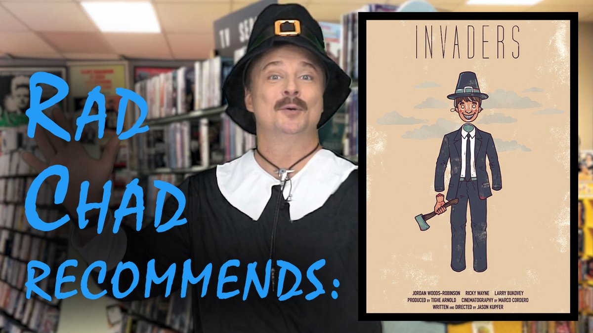 Since the video store's been a little slow, Rad Chad has pivoted to being an online incontinent creator! Now hosting his own creature feature-like show, Chad's spotlighting some rad horror shorts, &amp; on this latest episode, *Rad Chad Recommends 'INVADERS'*: youtu.be/k-DCguTw1aw