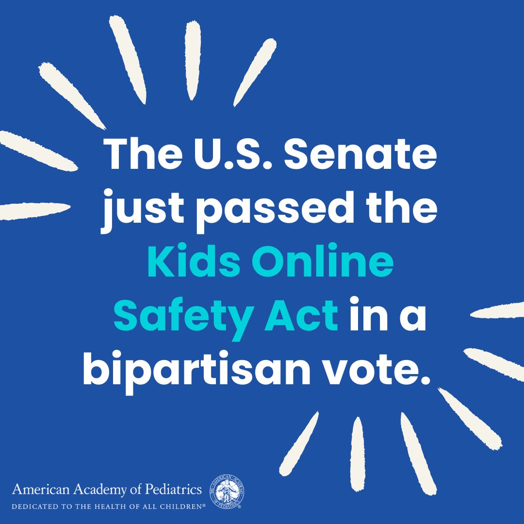 American Academy of Pediatrics (@ameracadpeds) on Twitter photo Thank you <a href="/SenSchumer/">Chuck Schumer</a>, <a href="/MarshaBlackburn/">Sen. Marsha Blackburn</a>, <a href="/SenBlumenthal/">Richard Blumenthal</a>, <a href="/BillCassidy/">Bill Cassidy, M.D.</a> & <a href="/SenMarkey/">Ed Markey</a> for your leadership on the Kids Online Safety Act. Pediatricians will continue to push for the bill’s passage into law and AAP urges the House of Representatives to act quickly on this legislation. Thank you <a href="/SenSchumer/">Chuck Schumer</a>, <a href="/MarshaBlackburn/">Sen. Marsha Blackburn</a>, <a href="/SenBlumenthal/">Richard Blumenthal</a>, <a href="/BillCassidy/">Bill Cassidy, M.D.</a> & <a href="/SenMarkey/">Ed Markey</a> for your leadership on the Kids Online Safety Act. Pediatricians will continue to push for the bill’s passage into law and AAP urges the House of Representatives to act quickly on this legislation.