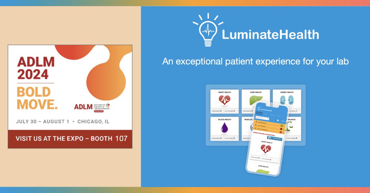If you’re at this week’s #ADLM2024 #ClinicalLabExpo from July 30 – August 1, come talk to us at booth #107 about how our combination of #DataAnalytics and #PatientEngagement + #ProviderEngagement drives value for #ClinicalLabs, #HealthSystems, and #Hospitals. #clinicaldata