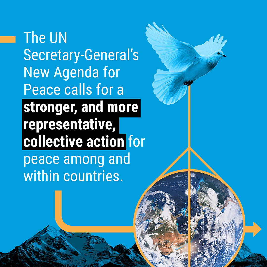 UN's tweet photo. “In today’s troubled world, building peace is a conscious, bold, and even radical act.”

– @antonioguterres

This September’s Summit of the Future will be a pivotal moment for world leaders to unite behind a new agenda for peace for #OurCommonFuture.