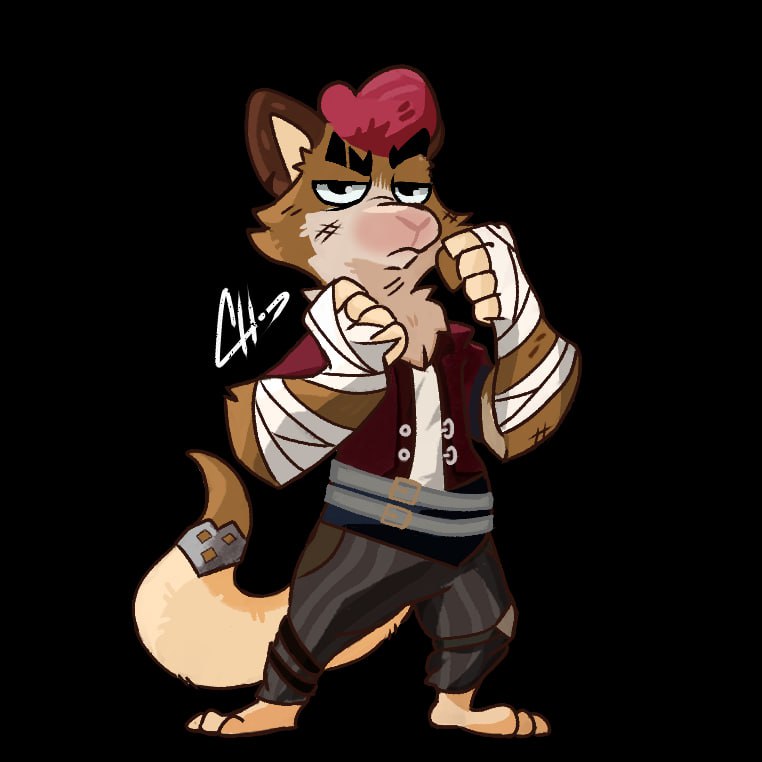 Dibujo que hice hace un par de días 
Es mi fursona haciendo cosplay de vi de league of Legends 

#furryfandom #furryartist #ocart #furryartist