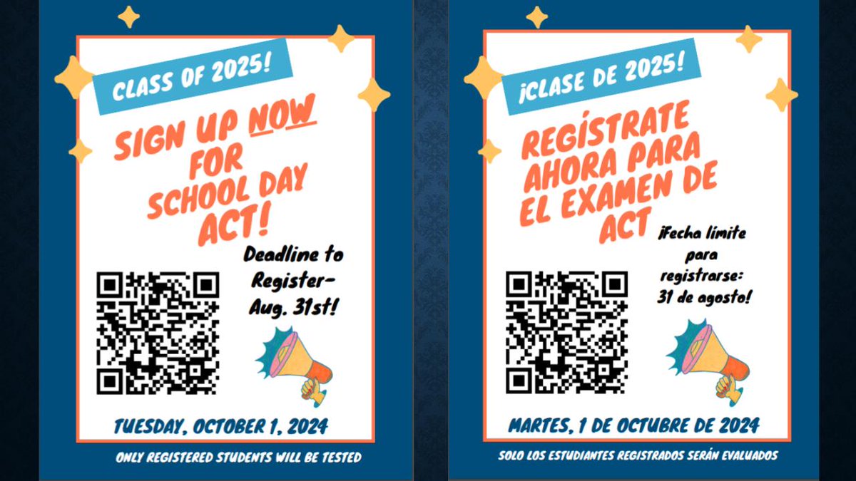 Attention Seniors 2025! The School Day ACT will be October 1, 2024. Register by August 31st to participate! #Read2RiseUp