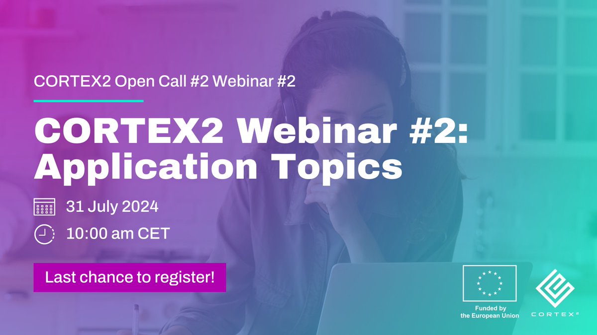CORTEX2EU's tweet image. 🚨 Our last #OpenCall 2 #InfoWebinar will start soon!

Join us at 10:00 (CET) to learn about the TOPICS you can apply for to win €100K to co-develop our XR platform for collaborative, real-time experiences.

Last chance to register 👉 f6s.com/cortex2-open-c…

#CORTEX2opencall2