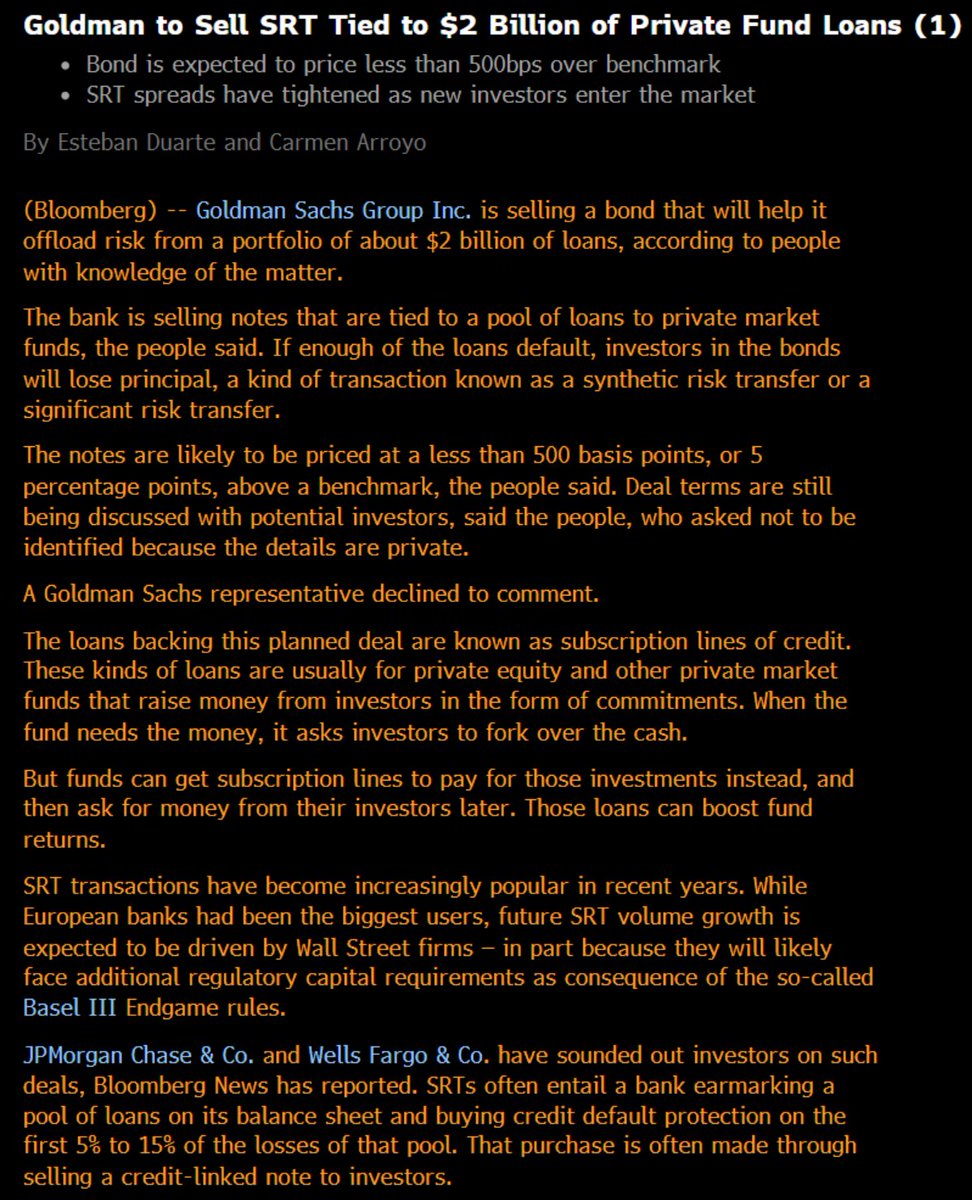 Gold(man) age of Private Credit, offloading backleverage risk edition.