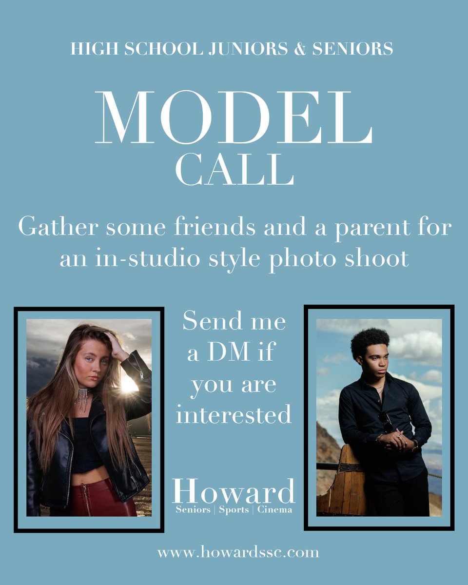 John Howard (@michaelandryley) on Twitter photo I am looking for '24-'25 & '25-'26 Graduating High Schoolers to join me for a studio style photo shoot.
Every participant will receive an online gallery of their images that they can download and share for their time.
About me: I am a resident of Johnston, Iowa. I started I am looking for '24-'25 & '25-'26 Graduating High Schoolers to join me for a studio style photo shoot.
Every participant will receive an online gallery of their images that they can download and share for their time.
About me: I am a resident of Johnston, Iowa. I started