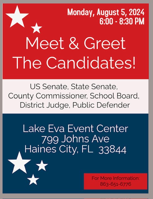 The Haines City Juneteenth Heritage Coalition will host a Meet the Candidates event on Aug. 5. Details are below. Reposts are encouraged and set your smartphone reminders.