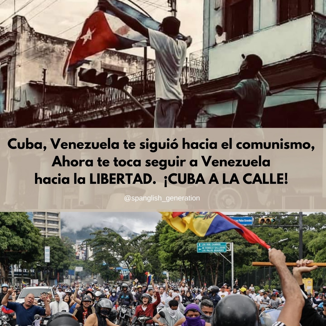 SpanglishGener1's tweet photo. #VenezuelaLibreDelDictador #VenezuelaLibre #CubaLibre #AbajoLasDictaduras #PatriaYVida https://t.co/QsVmZzPHUq