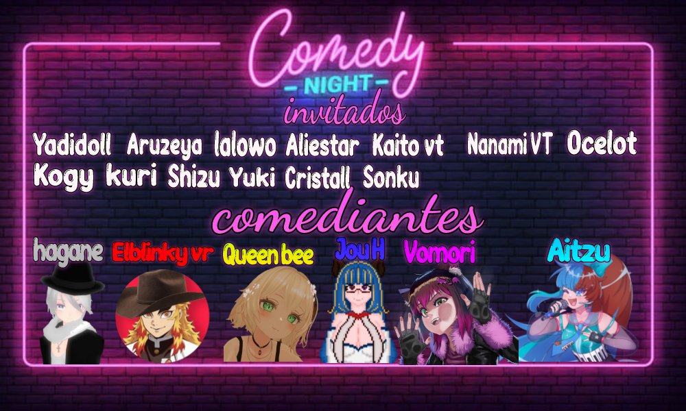 Primera lista de invitados y comediantes de mi nuevo evento #comedynightvr dónde el mejor comediante ganará 1k bits o 20 dólares en Paypal. Aún faltan 4 comediantes más y hay muchos lugares para disfrutar el show que será el sábado 3 de agosto a las 5 pm.
