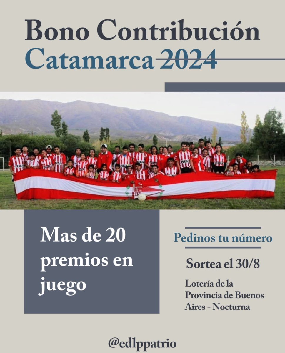 #Deportivo7a0 

#EDLP 🦁 PINCHAS SOLIDARIOS!!!

Campaña solidaria de Pinchas de La Patria en distintos pueblos de Catamarca. 
Bono contribución para poder comprar útiles, elementos deportivos y alimentos 
El valor? $2500. PROMO de 5 x $10000.
TODO AYUDA A AYUDAR🇦🇹♥️