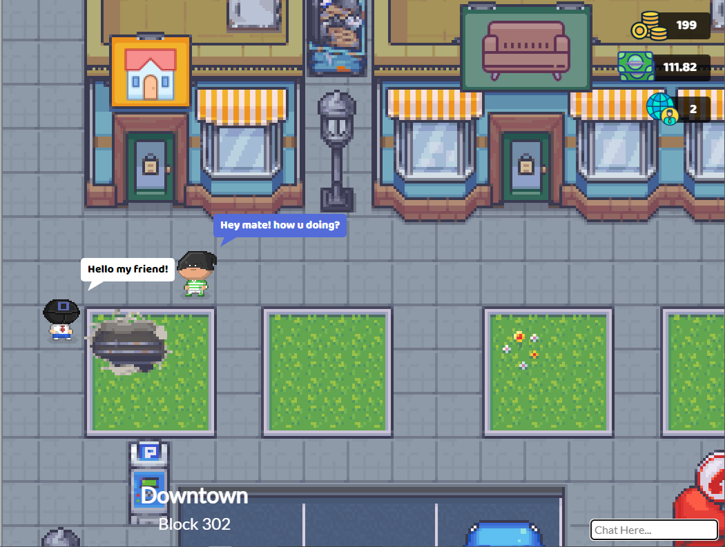 Hey fam!
Multiplayer chat, dev mode.

On Thursday we'll deploy this feature.
Hope you can join us at app.invasioneth.art and be ready to explore the Rebel City.
More info at our discord.

#indiedev #indiegame #NFT #NFTCollection #Polygon #pixelart #rebelcity