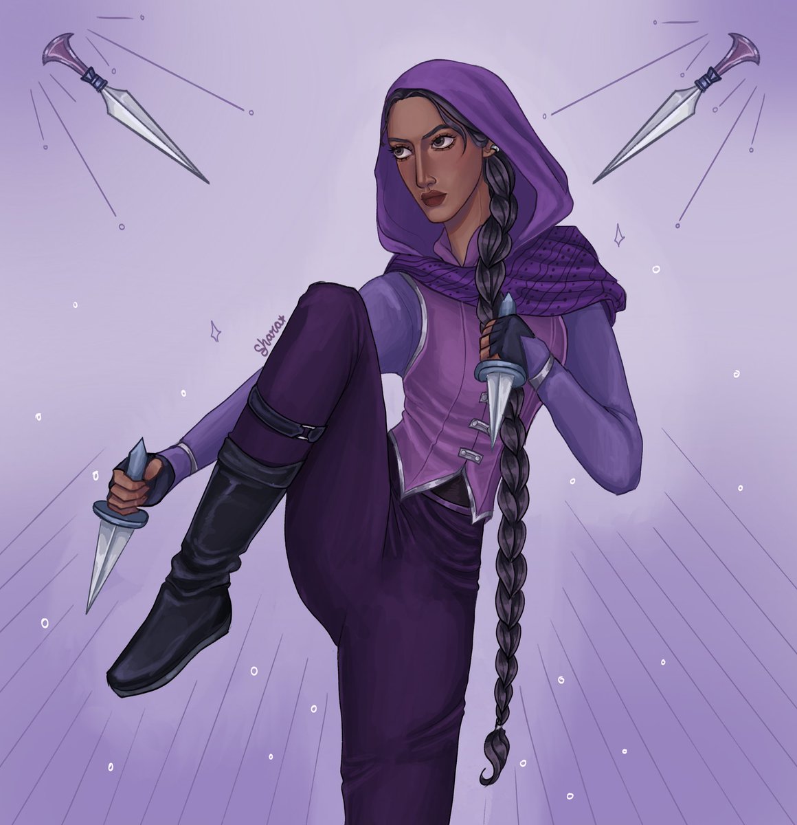 cheryroseart's tweet photo. Fanart of Inej Ghafa from Six of Crows by Leigh Bardugo💜
.
Please don’t repost without credits
.
#inejghafa #sixofcrows #crookedkingdom #kazbrekker #fanart #leighbardugo #shadowandbone #shadowandbonenetflix #booktok #shadowandbonefanart #kanej #inejghafafanart https://t.co/7gLCBqZSPY