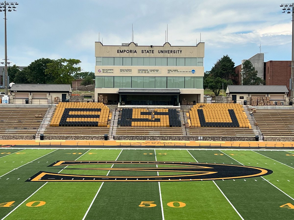 New seats are almost all in place at Welch Stadium. #StingersUp