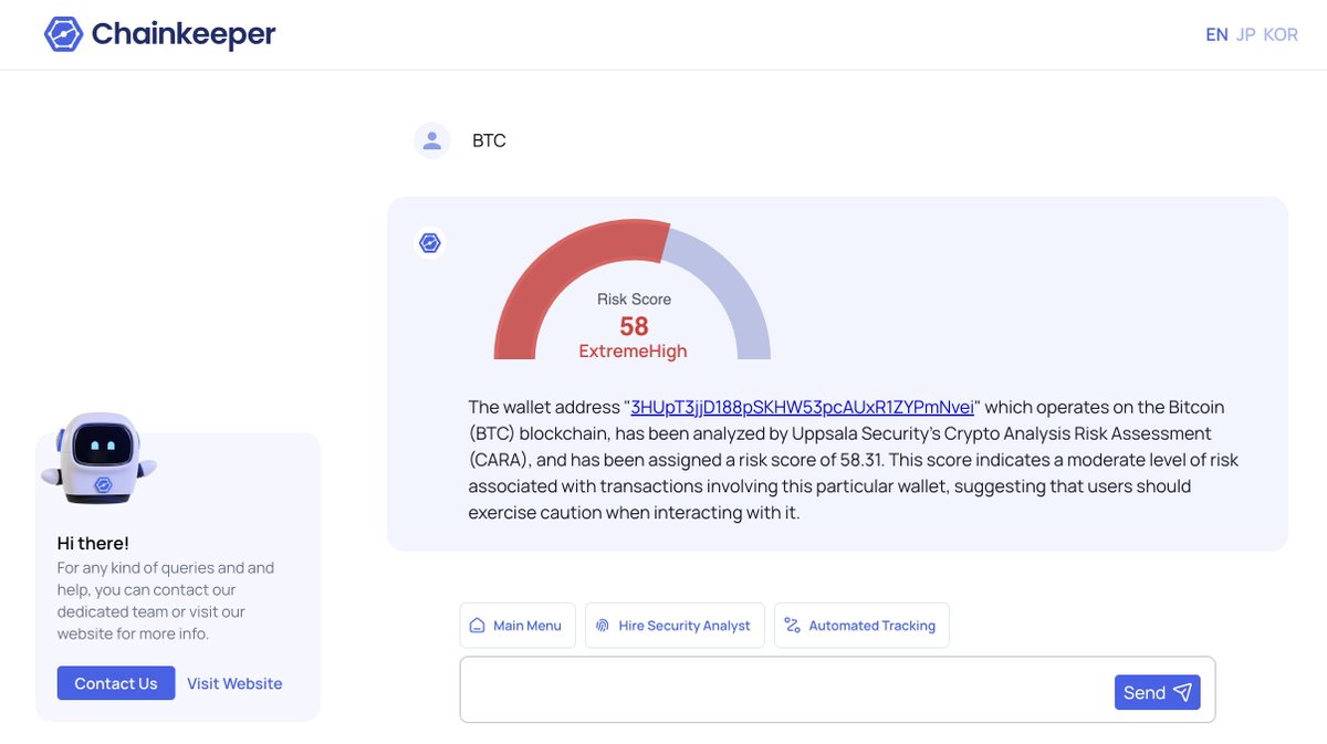 🛡️ Be proactive, not reactive! Our recent poll revealed that many users don't know they can screen a wallet and get a risk score for it before transacting crypto – at no cost!

Meet #Chainkeeper, your AI-powered #Web3 cybersecurity assistant: chainkeeper.ai