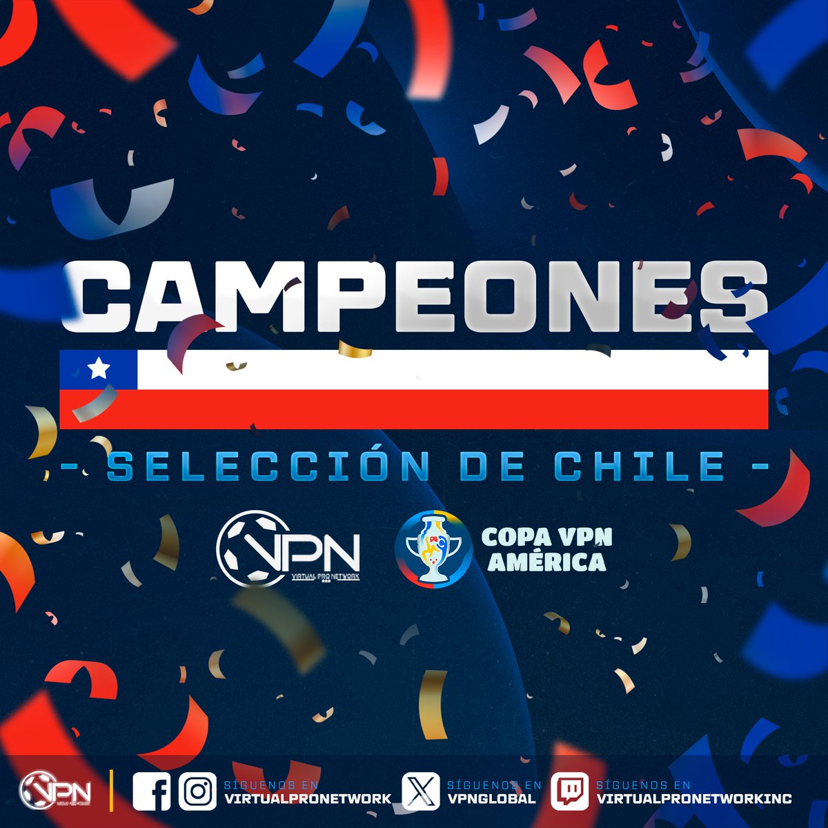 🏆 ¡La Selección de Chile se consagra campeona de la Copa VPN América! 

🎮 En un torneo lleno de emociones y desafíos, el equipo chileno ha demostrado su habilidad y determinación, llevándose a casa el codiciado trofeo.