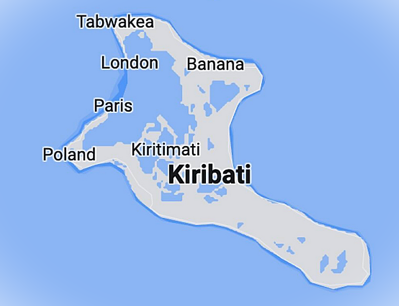 TerribleMaps's tweet photo. Kiribati: Where Naming Cities Was Clearly Too Much Effort https://t.co/kIH4VTaKh4
