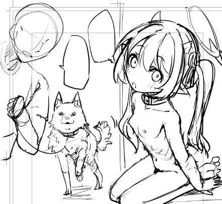 動物なかよしを描きたいので
頑張って犬を描いている 