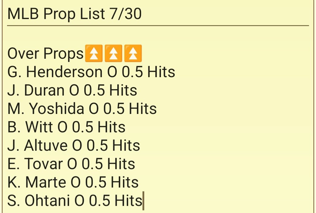 FindingProps's tweet image. MLB Prop List 7/30
Picks for the day