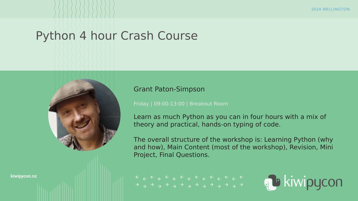 kiwipycon's tweet image. Ticket sales for #KiwiPyCon end on Monday 12 August.

Join us in Wellington! It&apos;s going to be the best one we&apos;ve had yet. Check out some more of our line-up!

kiwipycon.nz