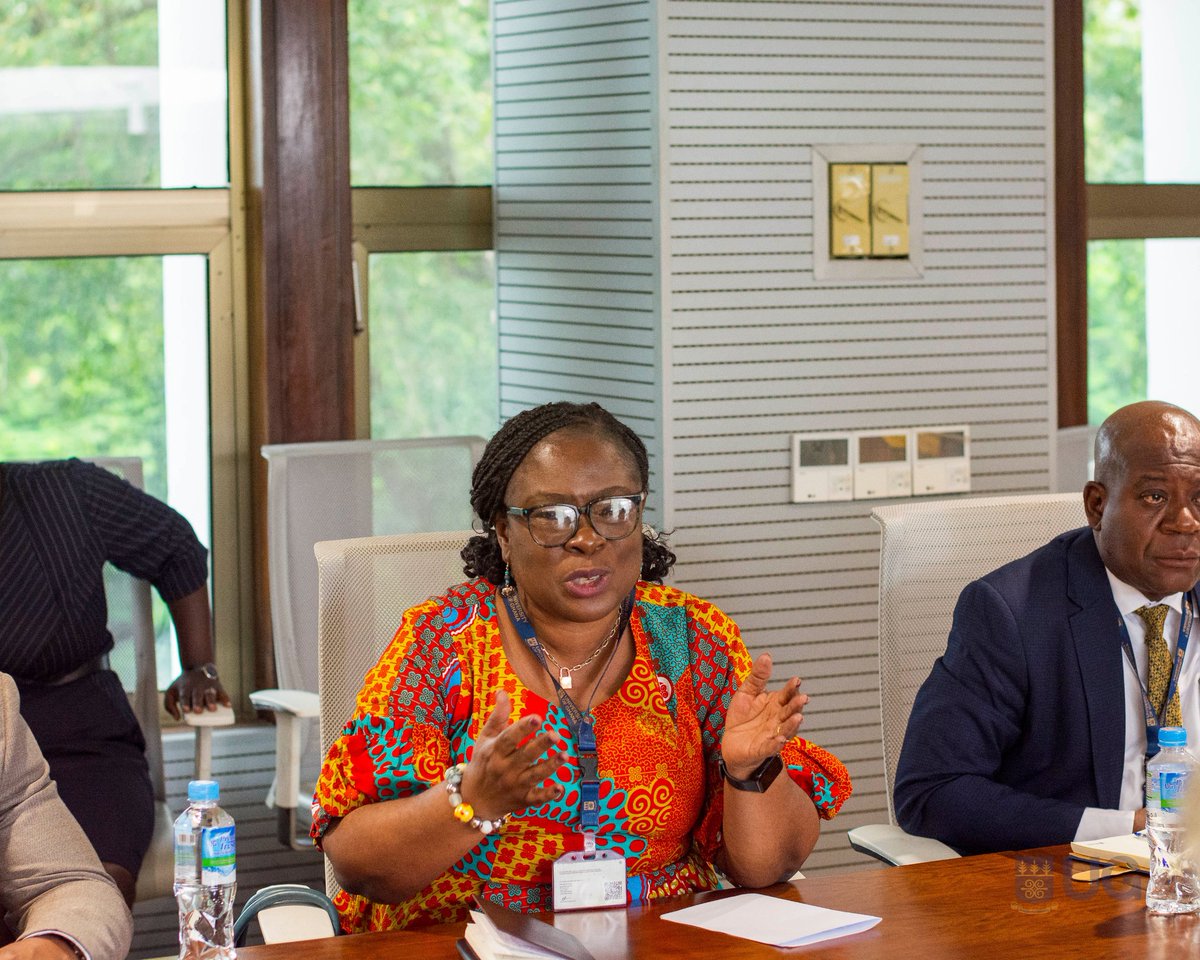 UnivofGh's tweet photo. UG VC Prof. @aba_amfo detailed UG's strength as a comprehensive university supporting diverse academic collaborations. 

Senior officials present included Pro-VC, RID, Prof. Felix Asante; Pro-VC, ASA, Prof. Gordon Awandare; and Registrar, Mrs. Emelia Agyei-Mensah. 
2/3

#UGIS75 https://t.co/dwlbZ5Z8ir