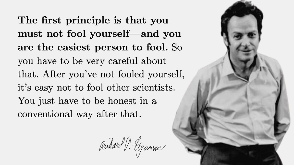 fermatslibrary's tweet image. This week we are featuring an essay by Richard Feynman in which he discusses science, pseudoscience, and learning how not to fool yourself 

📝 : fermatslibrary.com/s/cargo-cult-s…