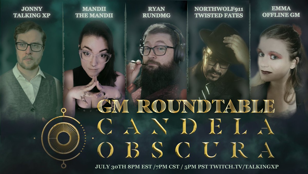 TONIGHT! 🔮✨👻

8:00 PM EST for the Darrington Press Candela Obscura Week:

Candela GM Roundtable presented by TalkingXP &amp; moderated by yours truly! 😎✨

We will be taking audience questions! 

#CandelaWeek #CandelaObscura #CriticalRole