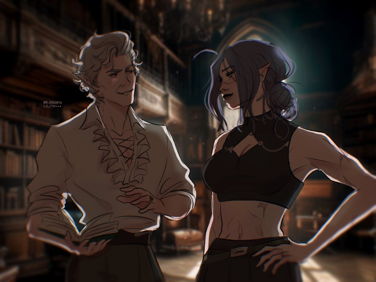 BloodOathLilith's tweet photo. What is he reading to her?
#Astarion #BaldursGate3 #baldursgate3fanart #candlekeep #dnd https://t.co/1Yxx4CL1R2