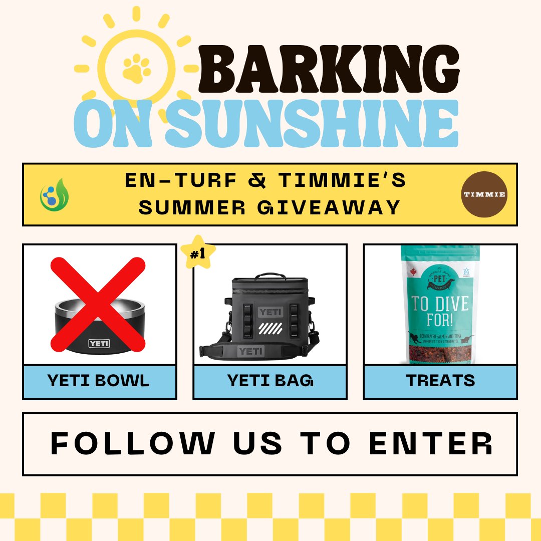 en_turf's tweet photo. ๐ข Contest closes this Friday, August 2nd โผ๏ธ
What better way to cool off than with these sweet treats and prizes to keep you and your turf bestie comfortable in the summer heat? ๐ถ๐พ
Hit that follow button to enter!
#SuperintendentCommunity #EveryRoundStartsHere #TurfDogs https://t.co/iotNUNlRU2