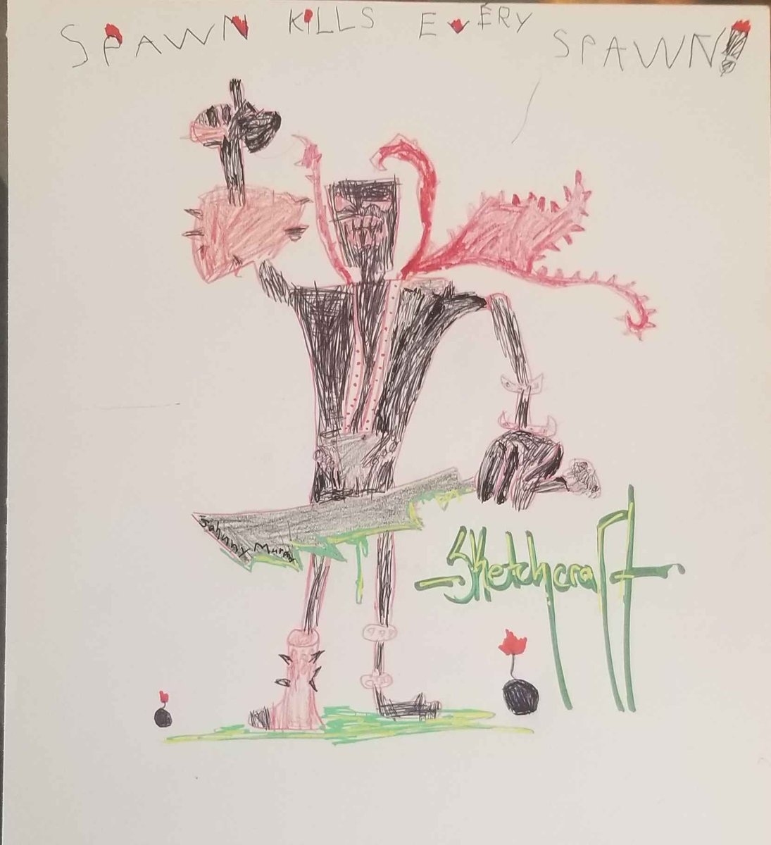 ItsComicGuy's tweet photo. My 8yr old kiddo got to do a lil collab with Rob Duenas today while he was in our shop signing.  Very cool experience for my son.
#SpawnKillsEverySpawn #Spawn #SketchCraft https://t.co/sRdA14Rp9G