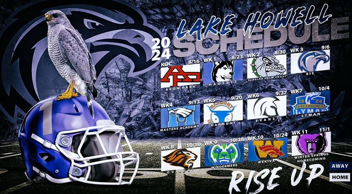Lake Howell HS Football Varsity Schedule

Let the countdown begin. 

RISE UP #HawksNest #HawkStrong #LHHSFootball