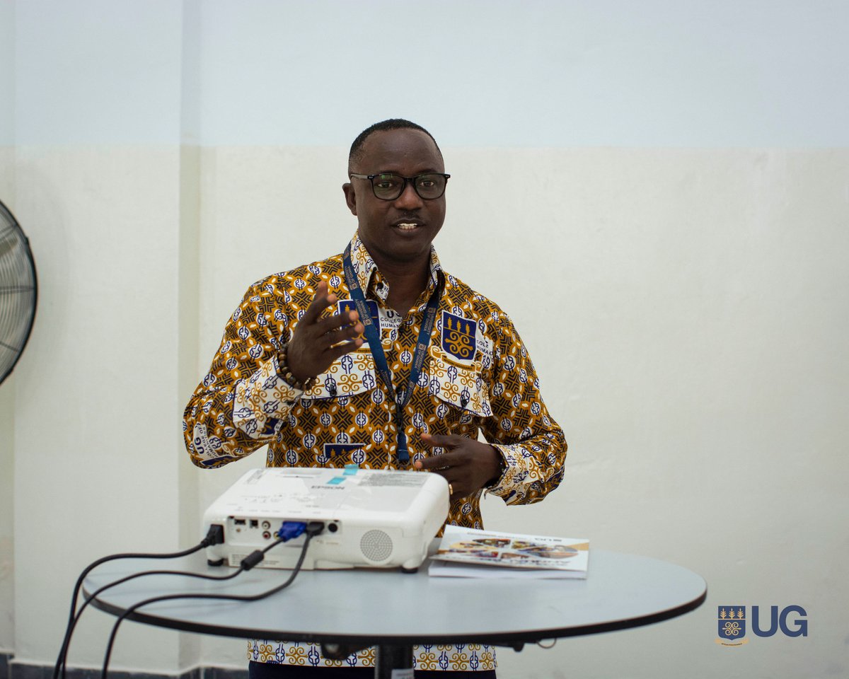 UnivofGh's tweet photo. Prof. Daniel Frimpong Ofori, Provost of the College of Humanities, has launched the College's Annual Report for the 2023/2024 academic year, highlighting major achievements and events. He expressed appreciation to all staff for their hard work and dedication. 
1/2

#UGIS75 https://t.co/PFG2LO2wBu