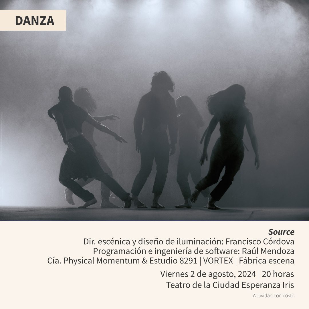 CulturaCiudadMx's tweet photo. La danza y las instalaciones interactúan entre sí para crear "Source", una pieza basada en los ritmos circadianos de la luz, que expone diferentes estados físicos del cuerpo en diversos comportamientos lumínicos.

Viernes 2 de agosto | 20 horas | #TeatroDeLaCiudad Esperanza Iris

Consulta más información en la #CarteleraCdMx: https://t.co/JeNICTpUKe

@TeatrosCdMexico