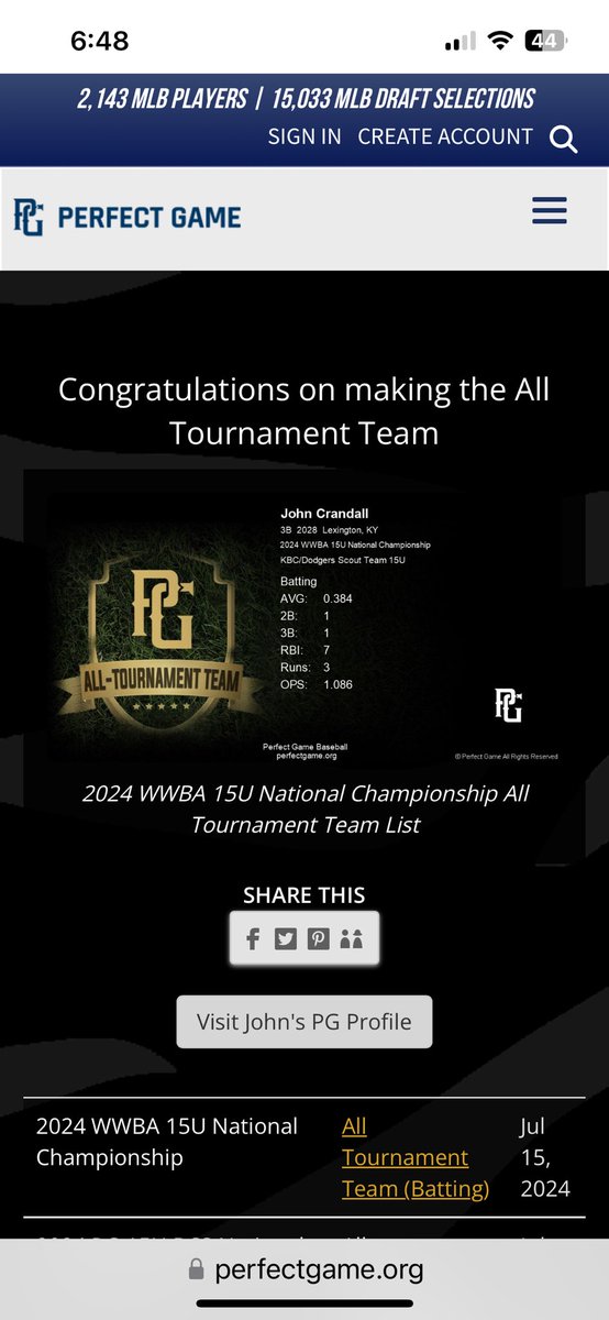 KyBaseballClub-Peck (@kybballclubpeck) on Twitter photo Congrats John on making the All Tourney Team at the WWBA!
<a href="/John_Crandall5/">John Crandall</a>
<a href="/LexCathBaseball/">LexCathBaseball</a>
<a href="/Kybaseballclub/">KBC</a> Congrats John on making the All Tourney Team at the WWBA!
<a href="/John_Crandall5/">John Crandall</a>
<a href="/LexCathBaseball/">LexCathBaseball</a>
<a href="/Kybaseballclub/">KBC</a>