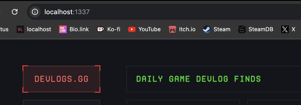 Jonnotie's tweet image. localhost:1337 is the only acceptable port when building something in the game world