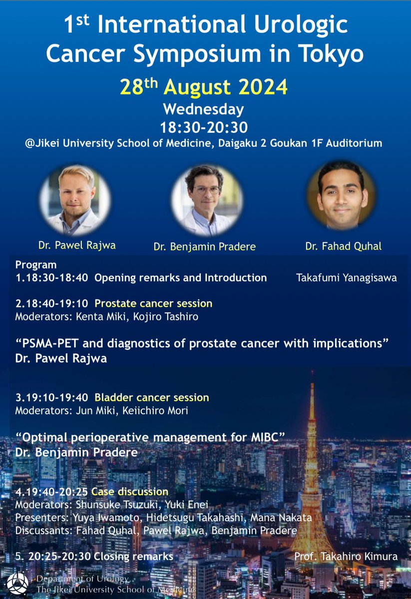 Jikei Urology (@jikei_urology) on Twitter photo Join us for the 1st Int'l Urologic Cancer Symposium in Tokyo!
8/28, 18:30-20:30 Jikei Uni.
Featuring @dr_rajwa, <a href="/BenjaminPradere/">Benjamin Pradere</a> & @FQuhal. Open to all, including non-institution members! Join us for the 1st Int'l Urologic Cancer Symposium in Tokyo!
8/28, 18:30-20:30 Jikei Uni.
Featuring @dr_rajwa, <a href="/BenjaminPradere/">Benjamin Pradere</a> & @FQuhal. Open to all, including non-institution members!