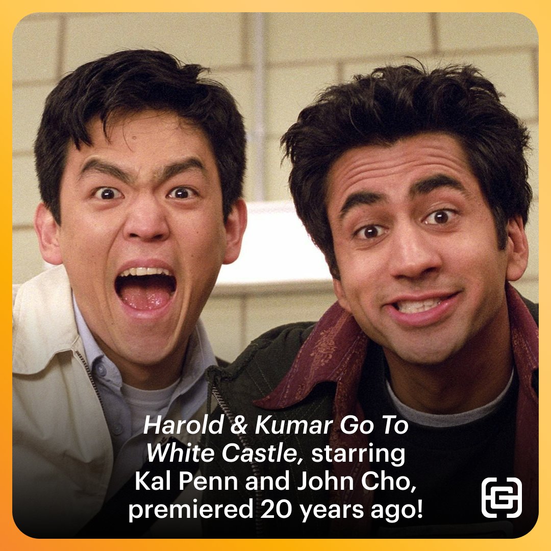 GoldHouseCo's tweet photo. On July 30, 2004, "Harold &amp; Kumar Go To White Castle", starring icons @JohnTheCho and @kalpenn, premiered on the big screen! 🍔 (1/3) https://t.co/WKjjwPYefk
