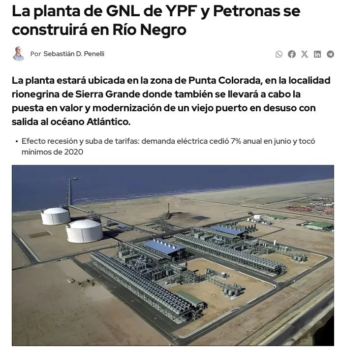 Celebramos los anuncios realizados por YPF que marcan que la planta de GNL de YPF y Petronas se construirá en Río Negro. Es una gran señal mostrando federalismo y poniendo en valor la PATAGONIA y sus recursos.
Hoy acompañamos un proyecto de la diputada <a href="/LoreVillaverde1/">Lore Villaverde</a> para