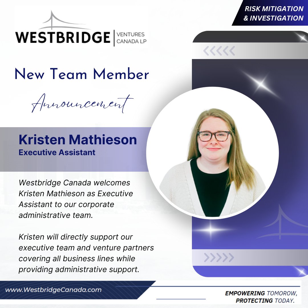 We are excited to welcome Kristen Mathieson as Executive Assistant! Kristen will play a crucial role in supporting our executive and venture partners, while also providing administrative support across all business lines. Come join our team! 
#riskmanagement #investigation