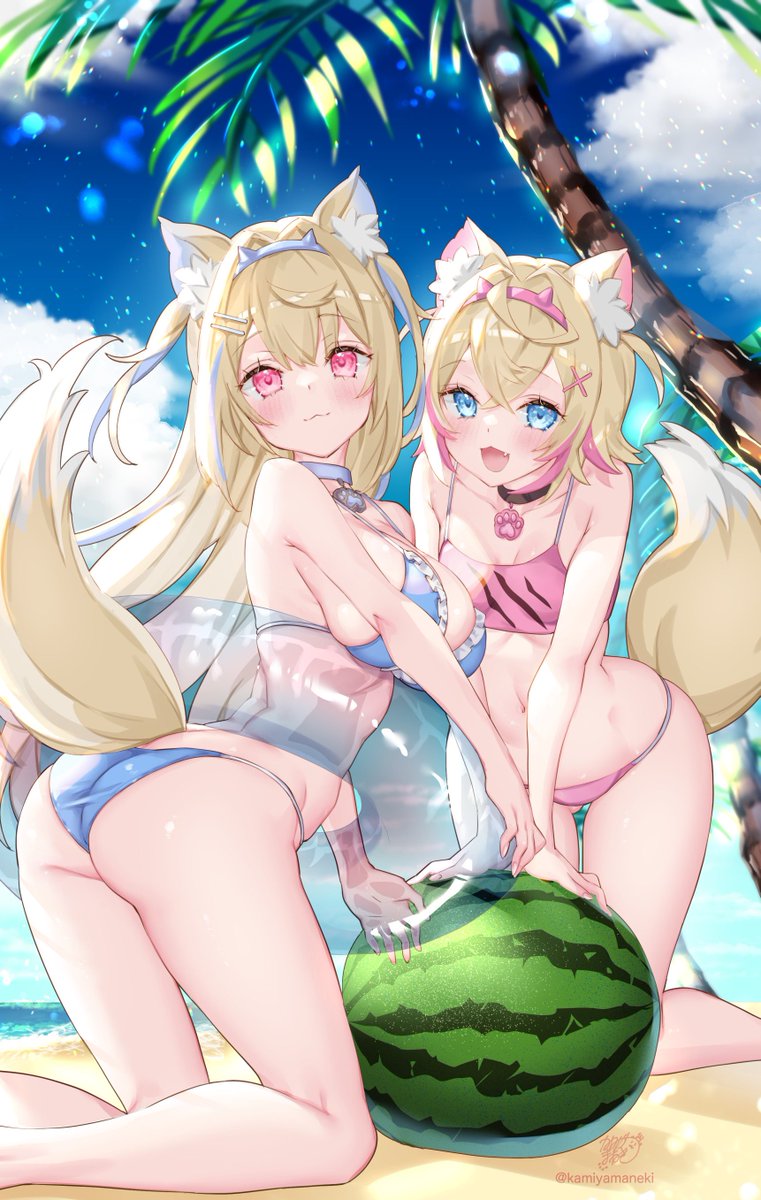 ホロライブの夏…🍉 #今月描いた絵を晒そう 