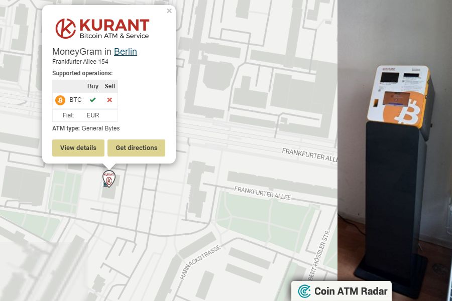 Check this latest installed <a href="/generalbytes/">GENERAL BYTES</a> bitcoin ATM at MoneyGram in Berlin 🇩🇪. Operated by <a href="/KURANT_ATM/">KURANT</a>. Supported coins: BTC