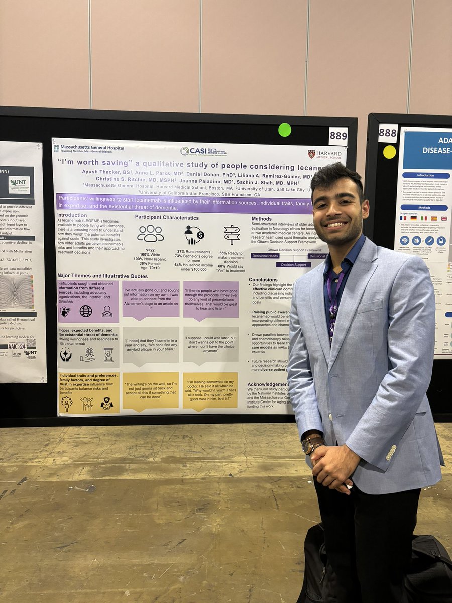 ajthacker529's tweet photo. Thank you to #AAIC2024 for having me present a Developing Topics poster regarding qualitative data on patient perspectives for #lecanemab decision making!!
@MGH_CASI https://t.co/4idvoWlb84