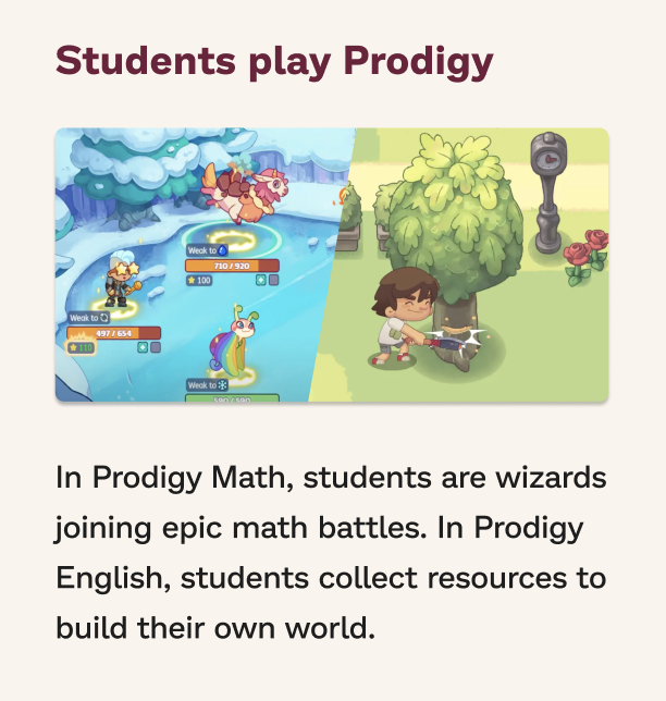 ProdigyGame's tweet photo. How does Prodigy work? Scroll to find out just how easy it is to introduce #ProdigyMath into the classroom 😍

Learn more about a FREE teacher account here: https://t.co/XvBgyiycOG https://t.co/BKoMPOMiiy