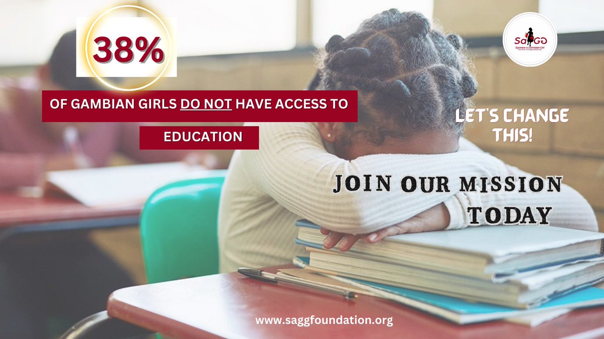 saggfoundation's tweet photo. 🚨 Unacceptable Reality: Countless girls in Gambia are still denied their basic right to education in this modern age😱

Why should their futures be limited? 

Let's unite to give every girl the opportunity she deserves. 📚 

Act now! ➡️ at https://t.co/prmLIS6i0P

#EducateGirls https://t.co/kVJwb369wg