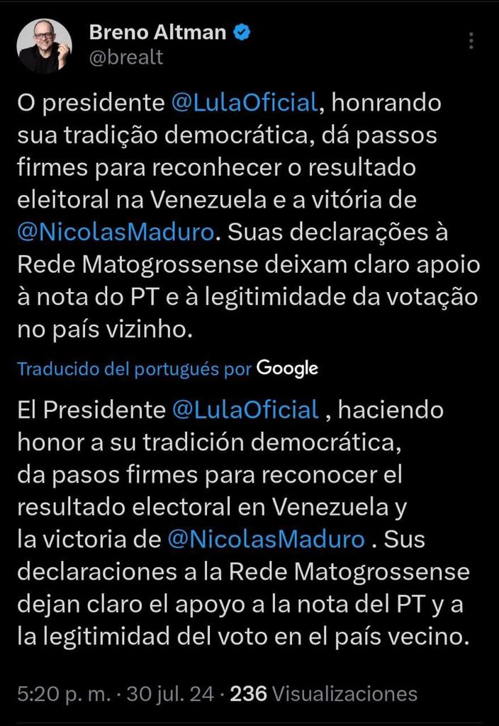 Ya el Mundo se dió cuenta que María Corina Machado es un fraude y está mintiendo sobre el resultado de las Actas.
Quien tiene razón presenta pruebas y no se asila en una embajada.
#MariaCorinaYEdmundoPresosYA