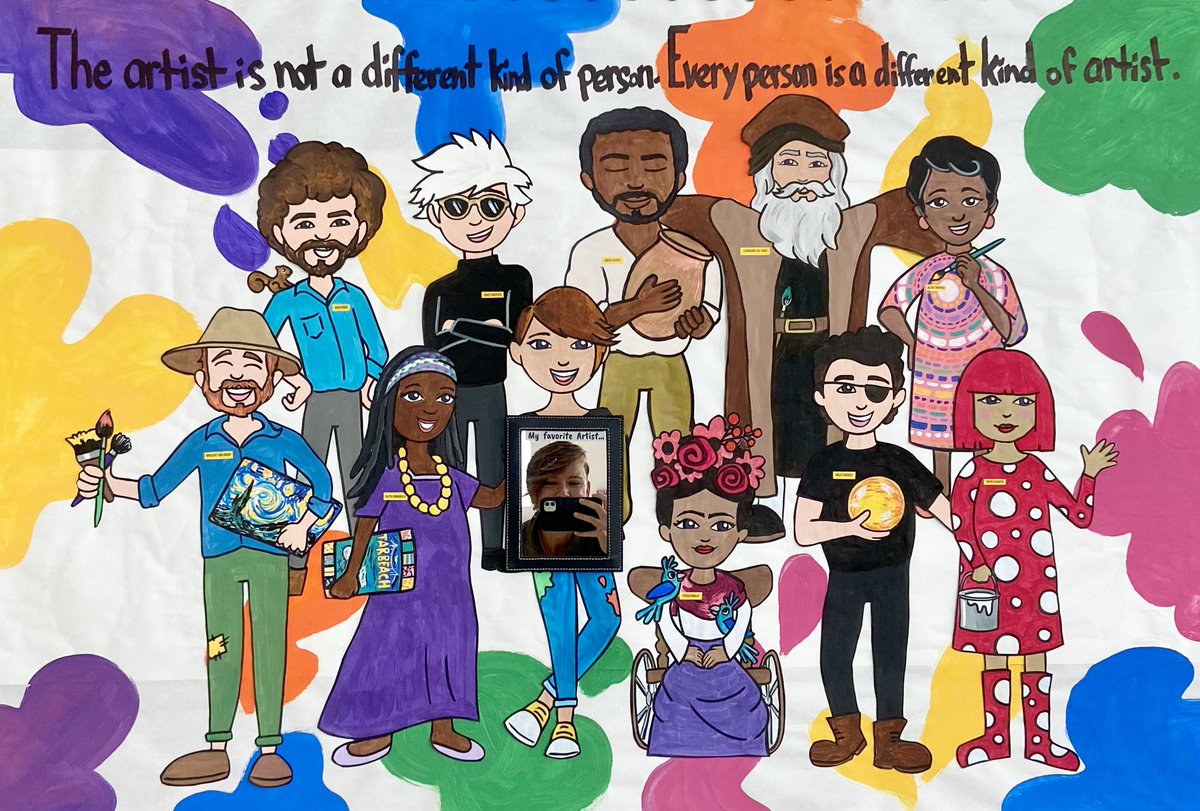 Zoom in to see my favorite artist! **Ahem… it’s not me, lol.**
“The artist is not a different kind of person. Every person is a different kind of artist.” #MESRocks #ArtTeacher
