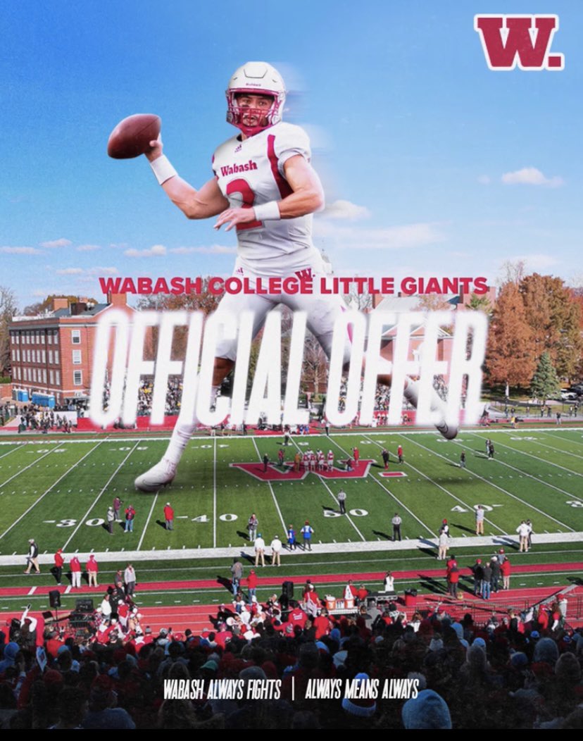 #AGTG After a great conversation with <a href="/coachgilbert10/">Jake Gilbert</a> I am greatly humbled and honored to receive and offer from <a href="/WabashFB/">Wabash College Football</a>!! <a href="/CoachEppley/">Chad Eppley</a> <a href="/bare_fitness_/">Coach Chris</a> <a href="/IndianaPreps/">Indiana Preps</a> <a href="/PrepRedzoneIN/">Prep Redzone Indiana</a>