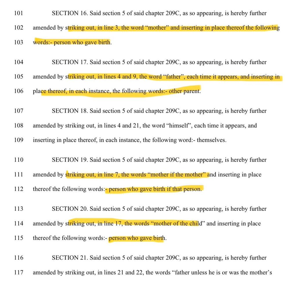 libsoftiktok's tweet image. BREAKING: Bill #H4750 just passed the Senate in MA. It would remove the word “father” on birth certificates in the name of “legal parentage equality.”

It would also replace the terms “man” &amp;amp; “woman” with “persons” and replace “mother” with “person who gave birth.”

It will now…