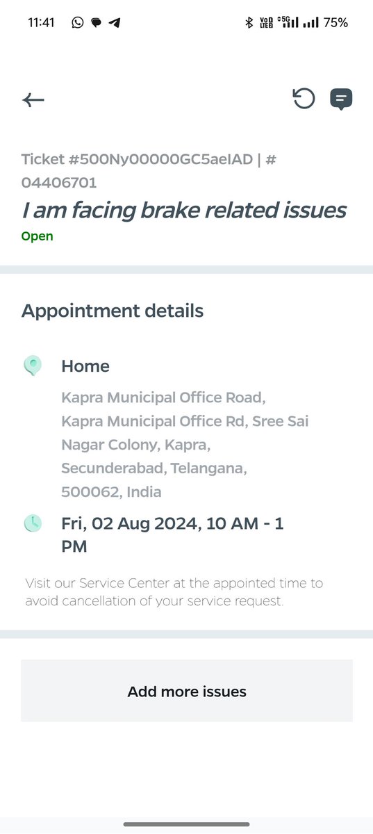 Shivaa113's tweet photo. @OlaElectric @bhash I need service technician to visit me on time and on date last time they did not come and make my service late . Hence I'm facing break related issue https://t.co/yaiZCAl54d