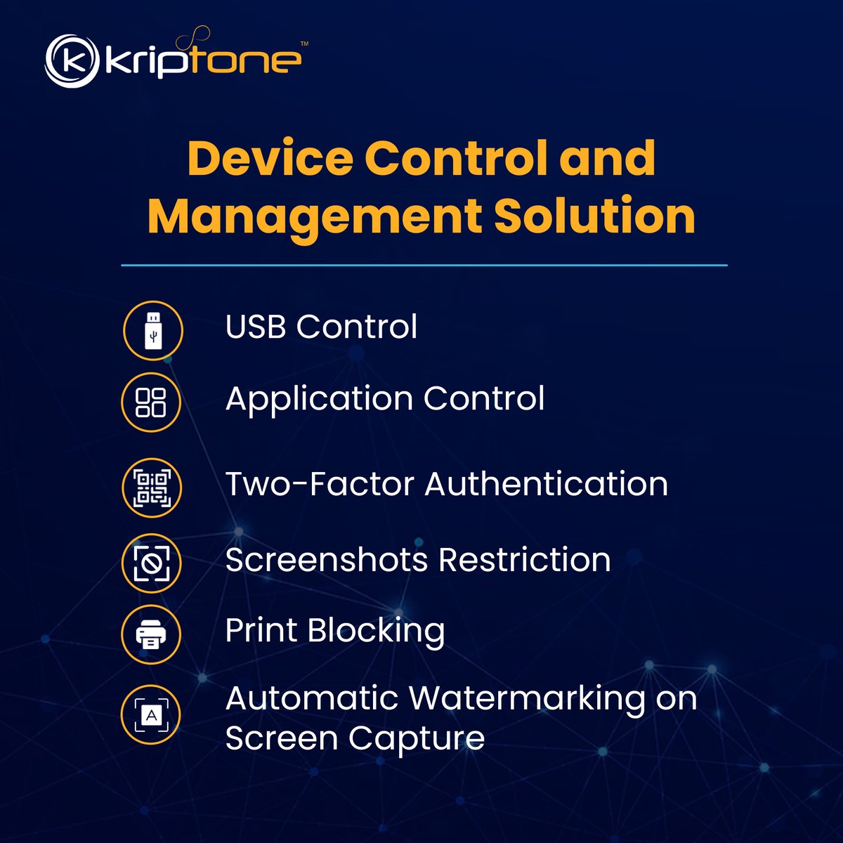kriptone422208's tweet image. Key features 
-USB Control
-App Control
-Two-Factor Authentication
-Screenshot Restriction
-Print Blocking
-Watermarking
Learn more at kntrol.in 
#USBControl #DataSecurity #MalwareProtection #EndpointSecurity #ApplicationControl #SecurityPolicies #MalwarePrevention