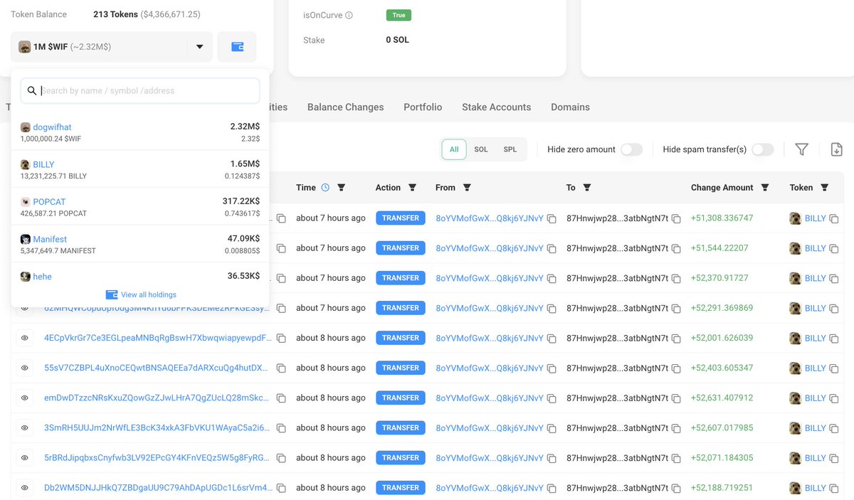 A whale exchanged 426,587 $POPCAT($306K) for 2.65M $BILLY 7 hours ago.

The whale currently holds 1M $WIF($2.32M) and 13.23M $BILLY($1.65M).

solscan.io/account/87Hnwj…