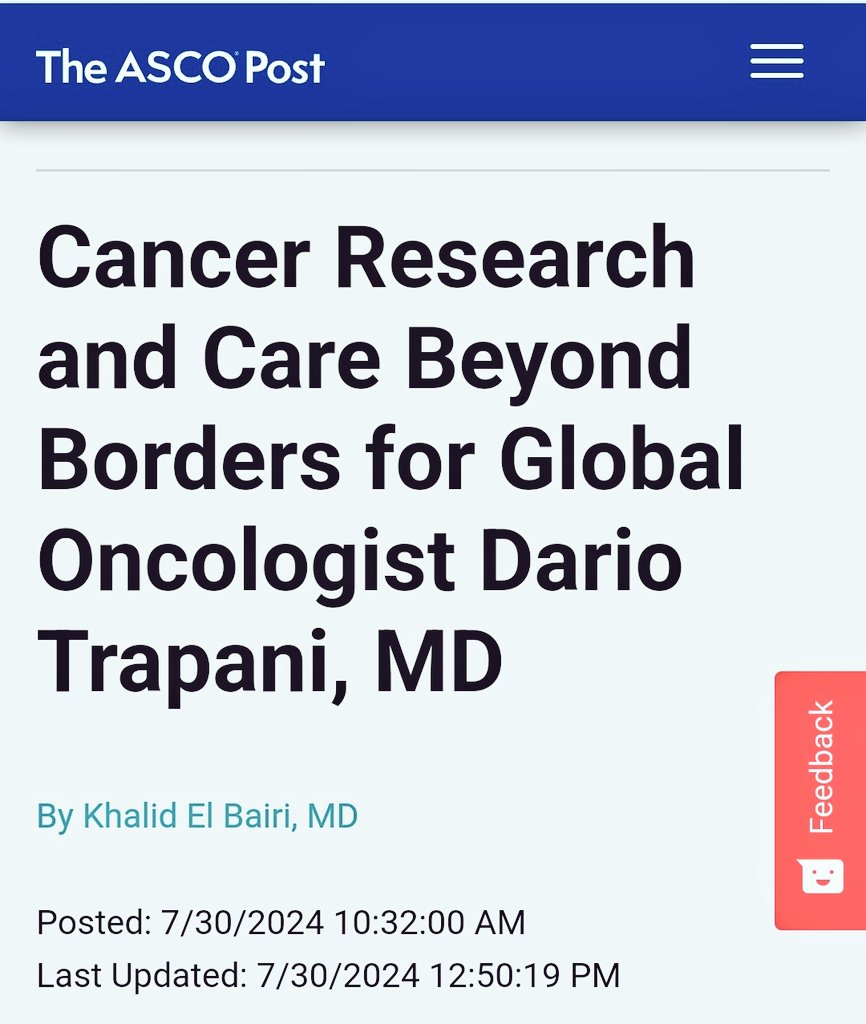 Dario Trapani (@dariot_) on Twitter photo I'm full of joy for having been interviewed by my friend and greatest scientist <a href="/elbairikhalid19/">Khalid El Bairi</a> for the <a href="/ASCOPost/">The ASCO Post</a> !
#Globaloncology #ONCOLLEGE
#cancer 🗺️ I'm full of joy for having been interviewed by my friend and greatest scientist <a href="/elbairikhalid19/">Khalid El Bairi</a> for the <a href="/ASCOPost/">The ASCO Post</a> !
#Globaloncology #ONCOLLEGE
#cancer 🗺️